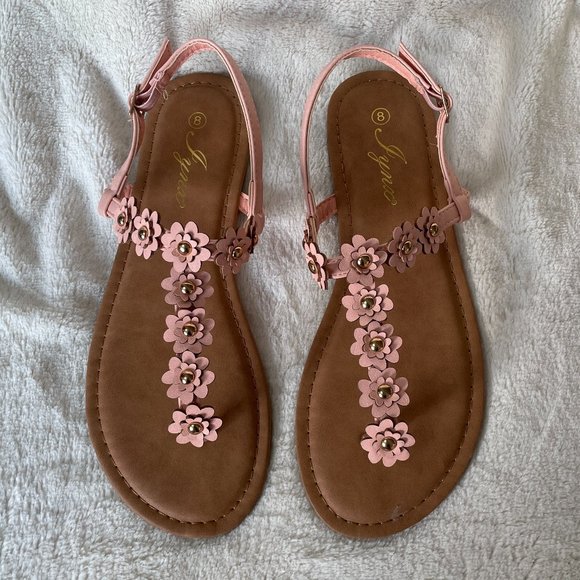 Jynx Shoes - NIB Pink Flat Sandals w/ Meticulous Floral Detail